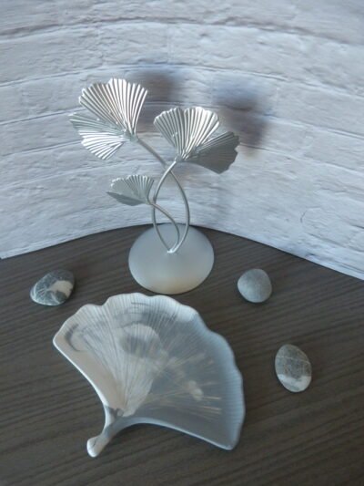 Coupelle décorative ginkgo - Élégance argentée – Image 2